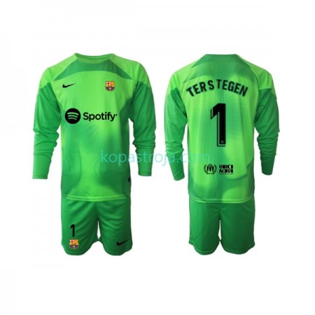 Billiga Fotbollströjor FC Barcelona Ter Stegen 1 Målvakt Barn Hemma tröja 2022/23 Långärmad